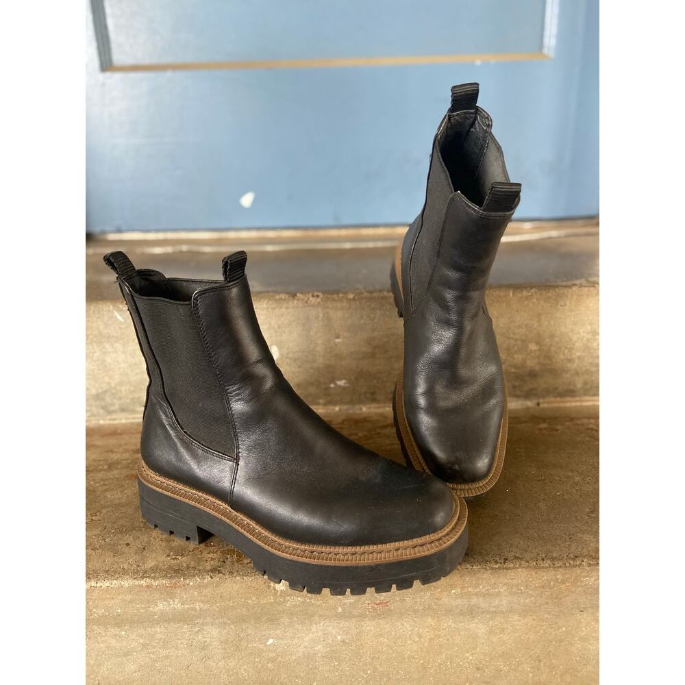 Sam Edelman Laguna black leather lug sole slip on ankle boot